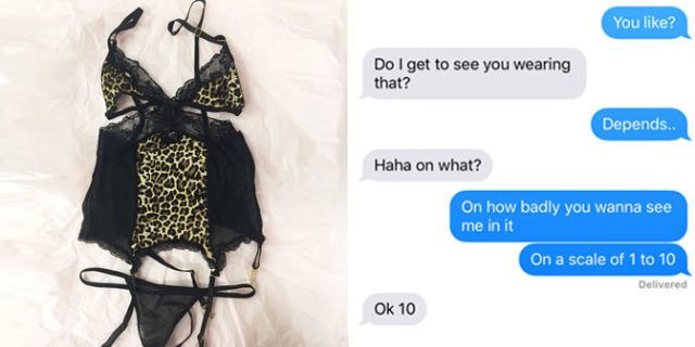Russian teenager girl has bought sexy lingerie.